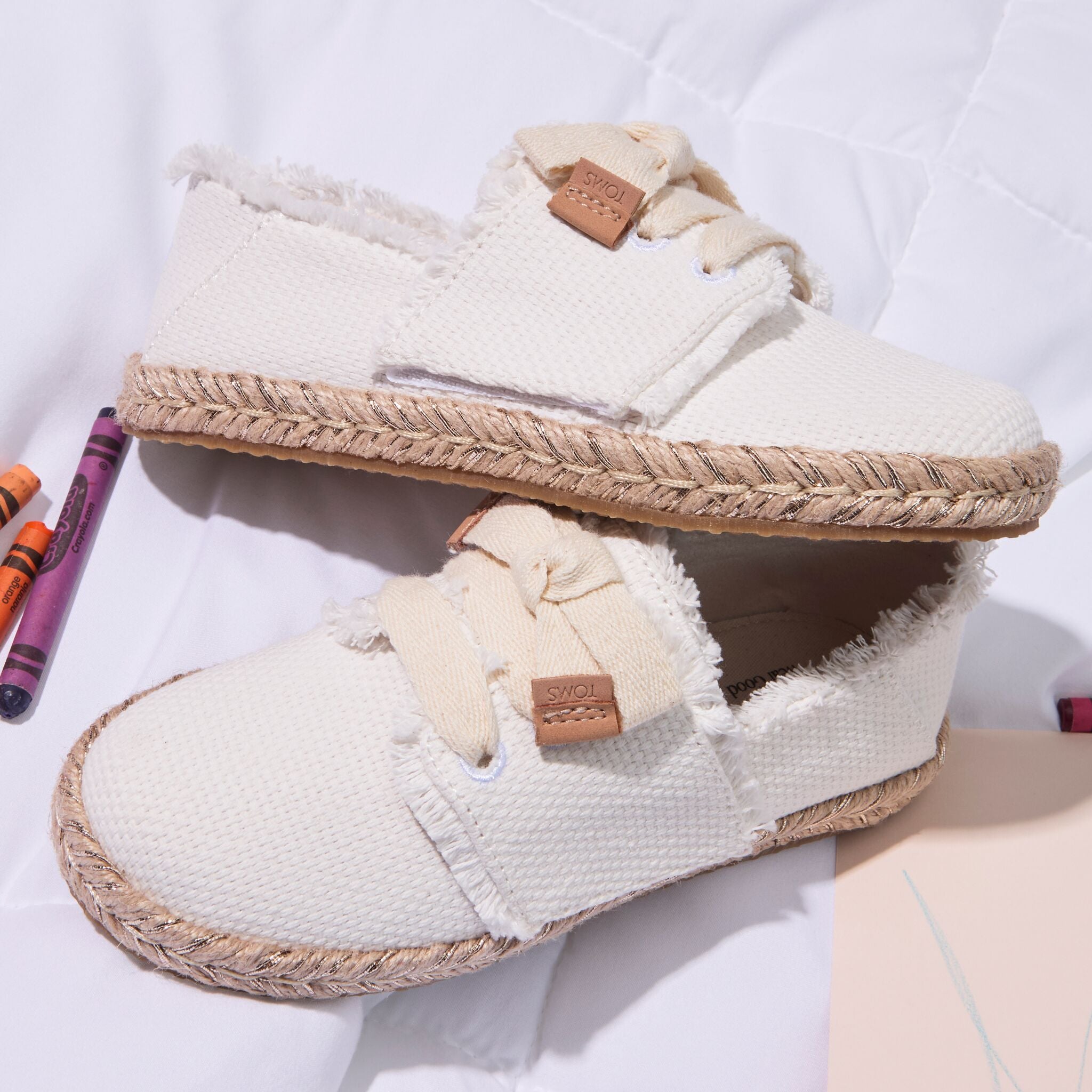 Carolina Lace-Up Kids Espadrille White Fray - Image 2