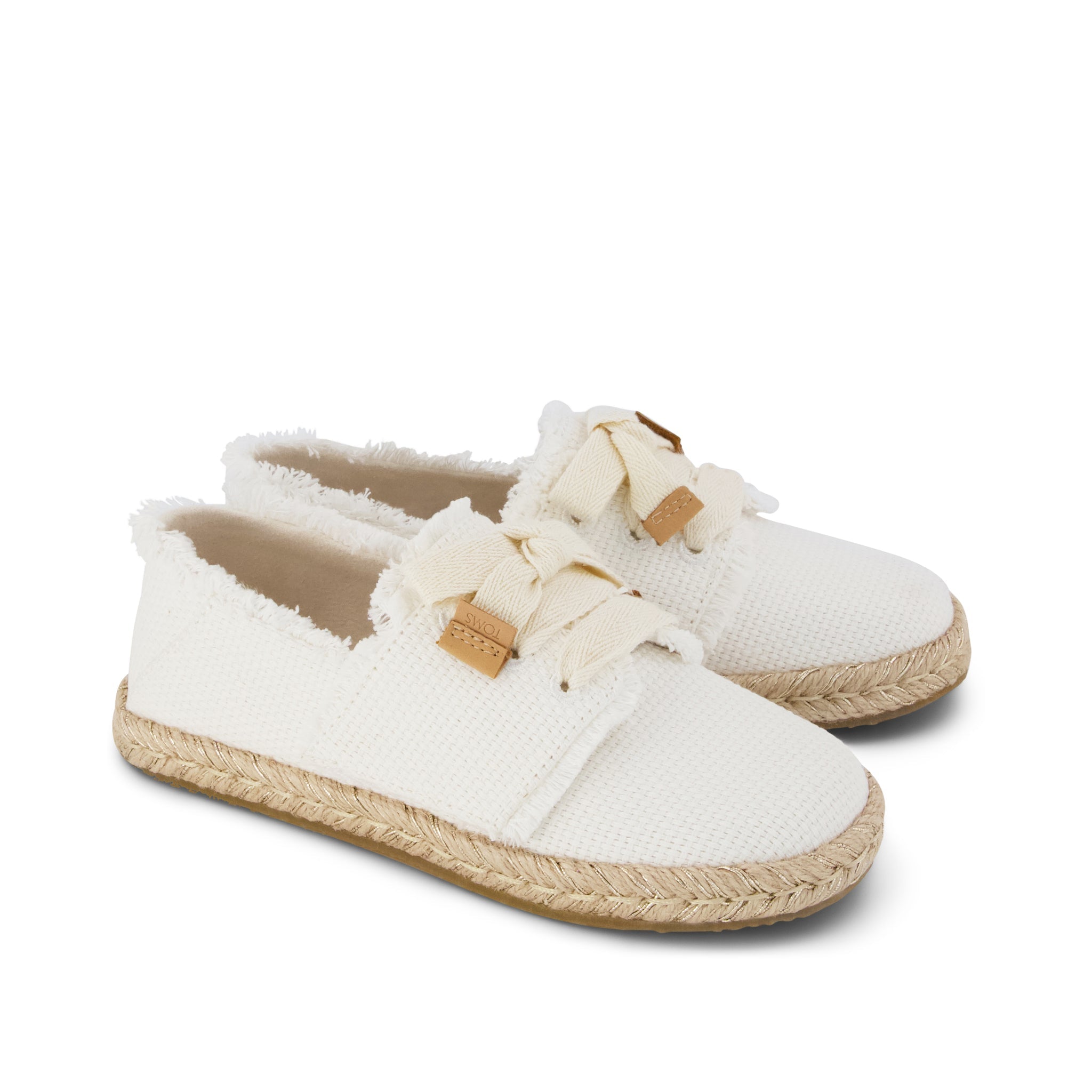 Carolina Lace-Up Kids Espadrille White Fray - Image 3