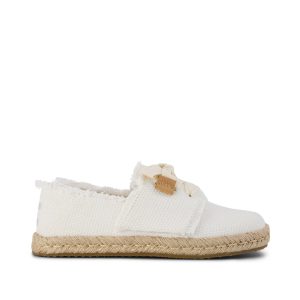 Carolina Lace-Up Kids Espadrille White Fray