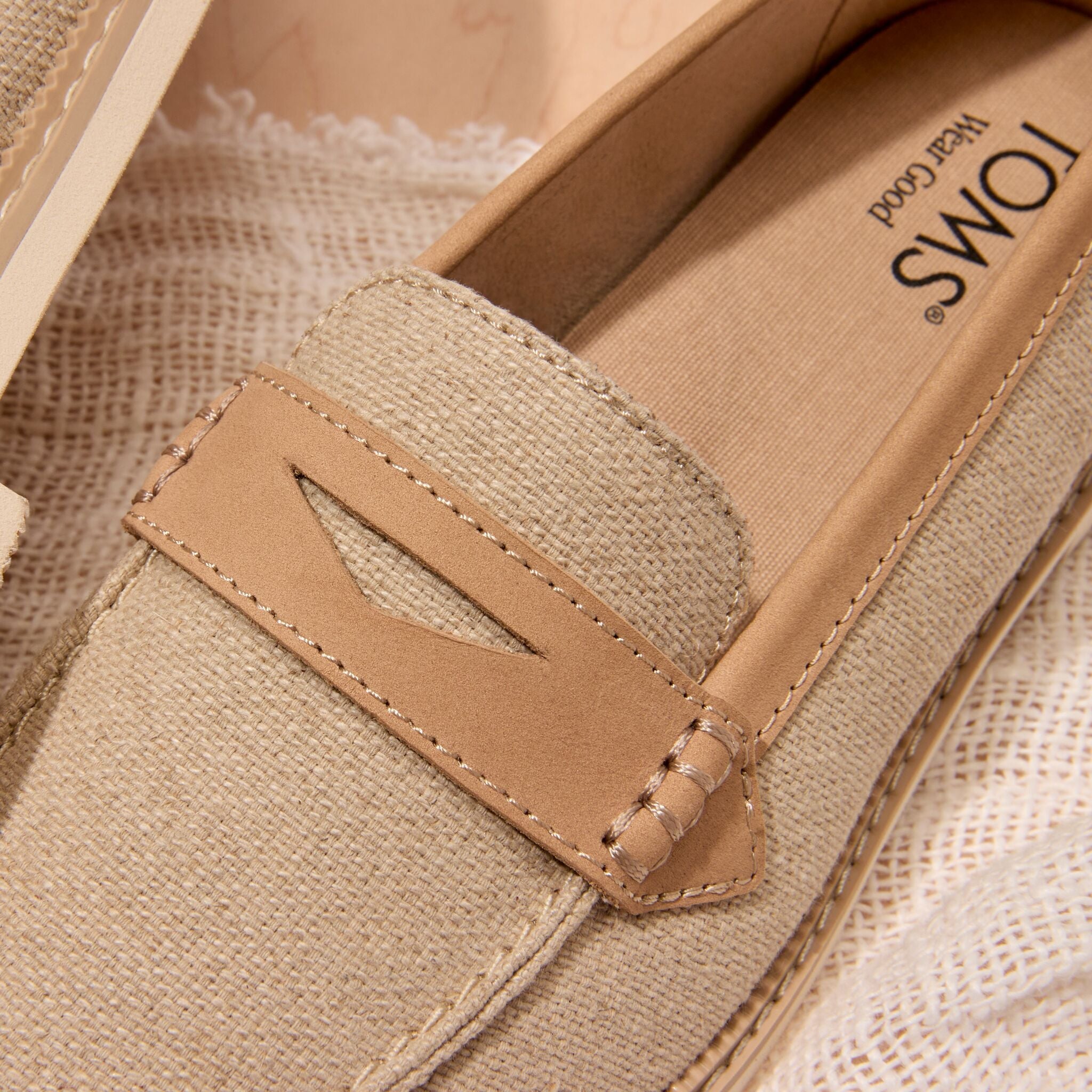 Womens Marie Loafer Natural Textile - Image 3