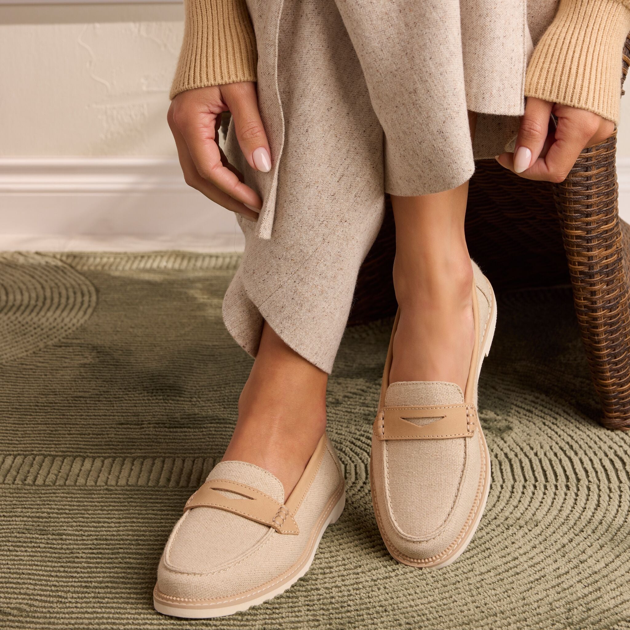 Womens Marie Loafer Natural Textile - Image 2