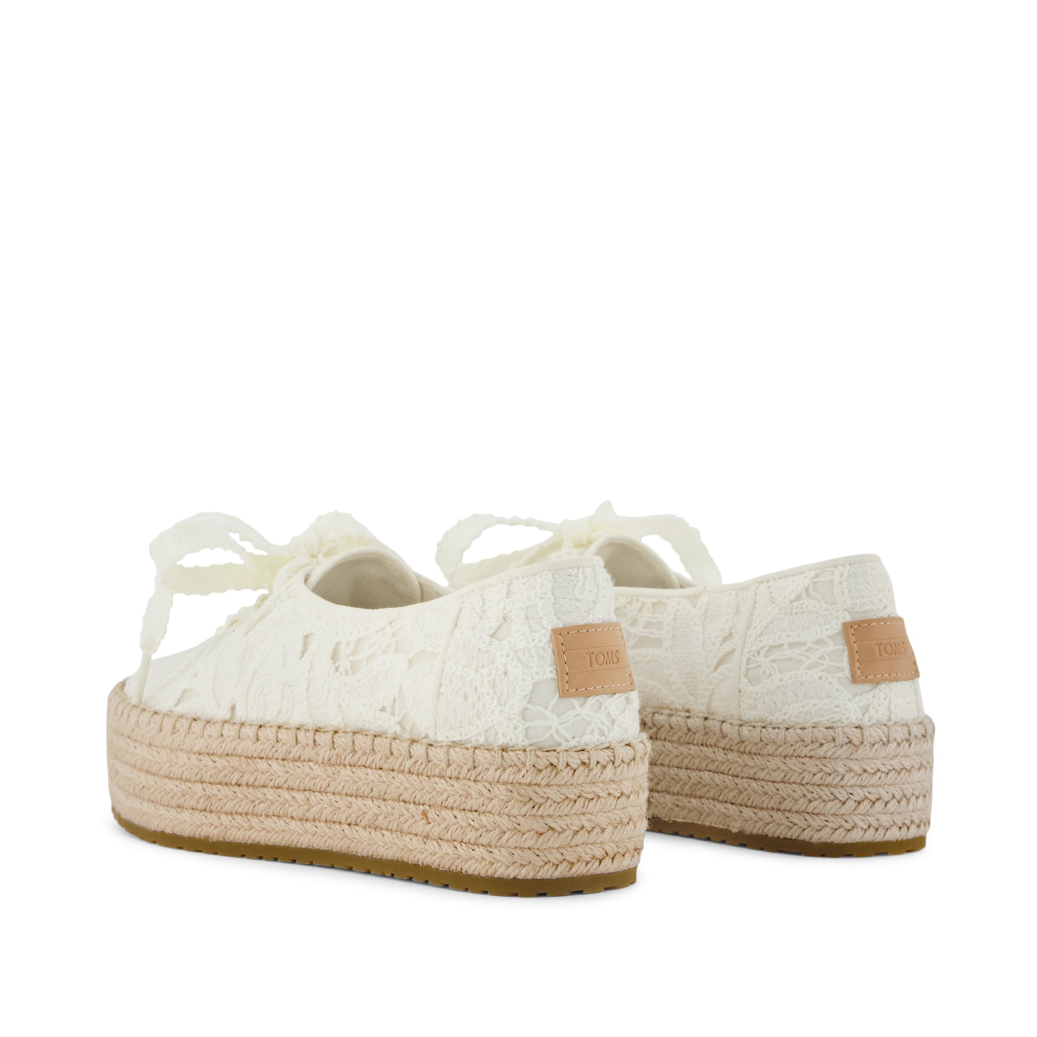 Womens Valencia Lace-Up Platform Espadrille Egret Floral Crochet - Image 4