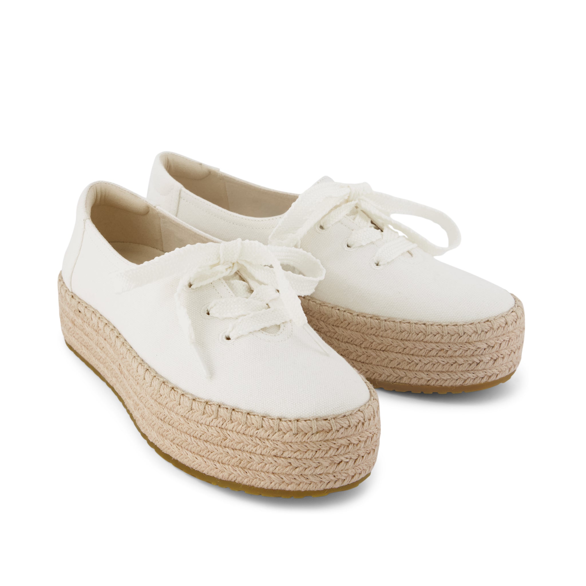 Womens Valencia Lace-Up Platform Espadrille White Canvas - Image 3