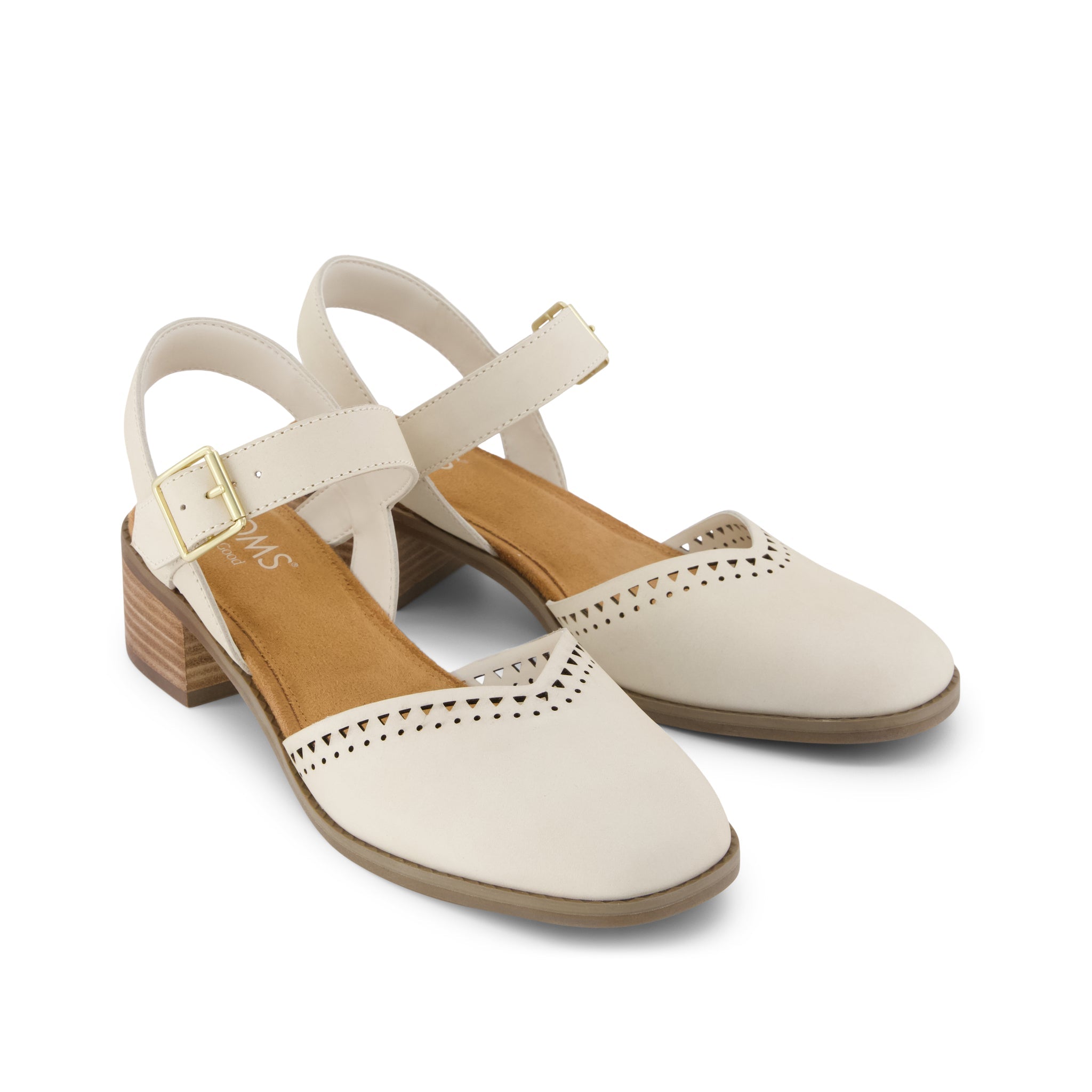 Womens Jaclyn Heel Light Sand Perforated Leather - Image 3