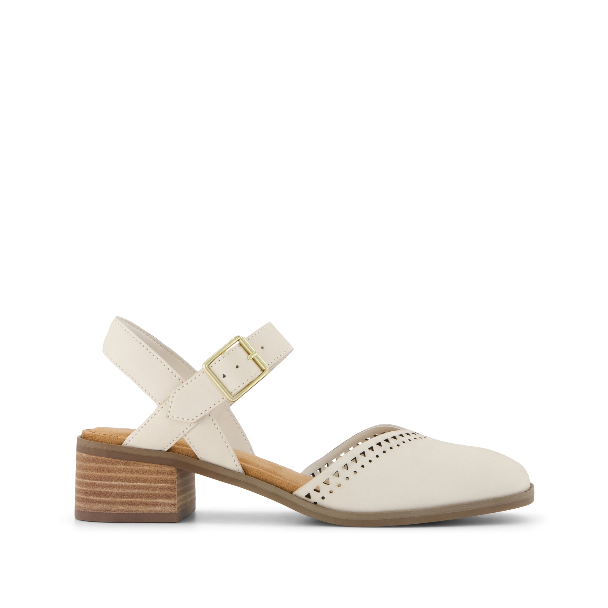 Womens Jaclyn Heel Light Sand Perforated Leather
