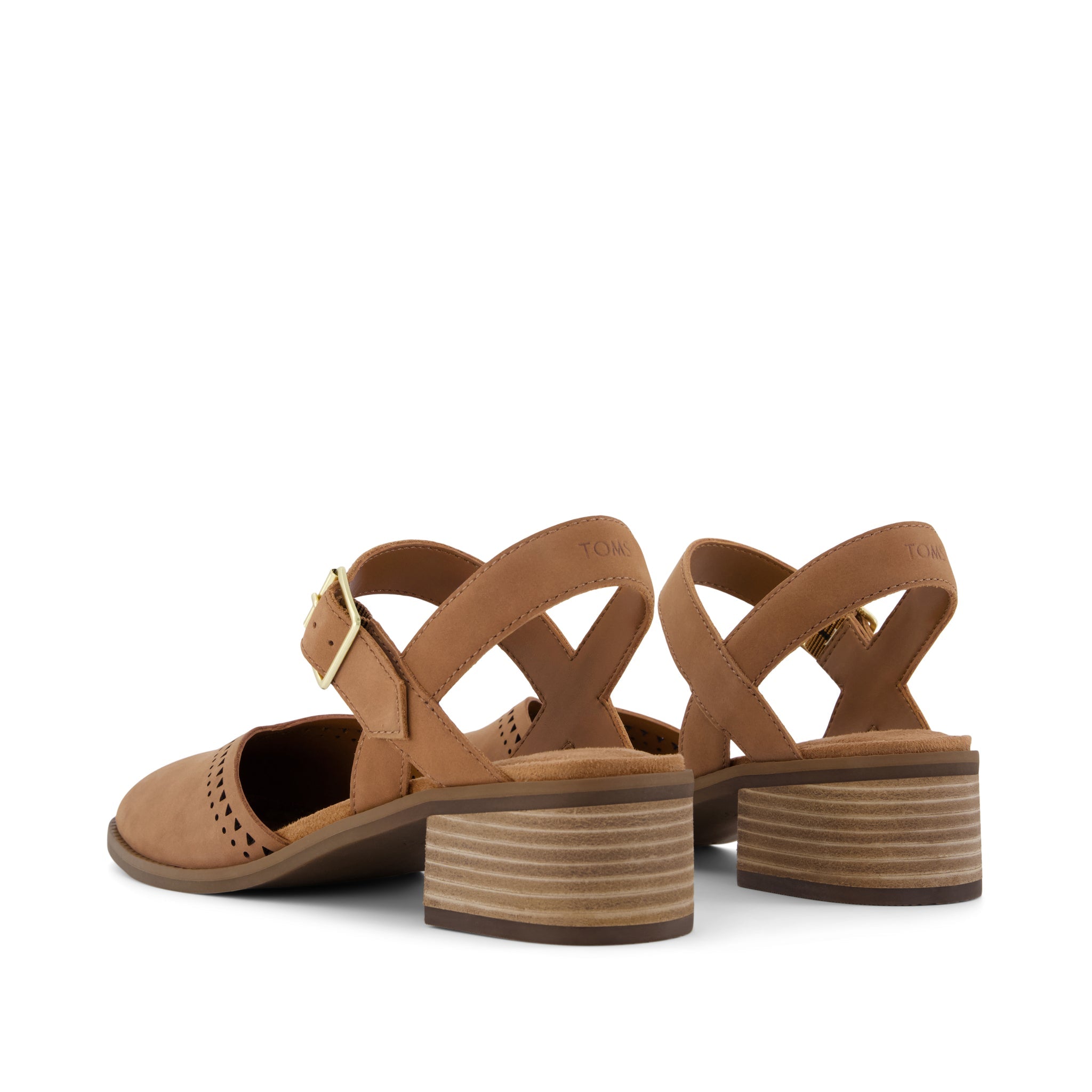Womens Jaclyn Heel Brown Perforated Leather - Image 4
