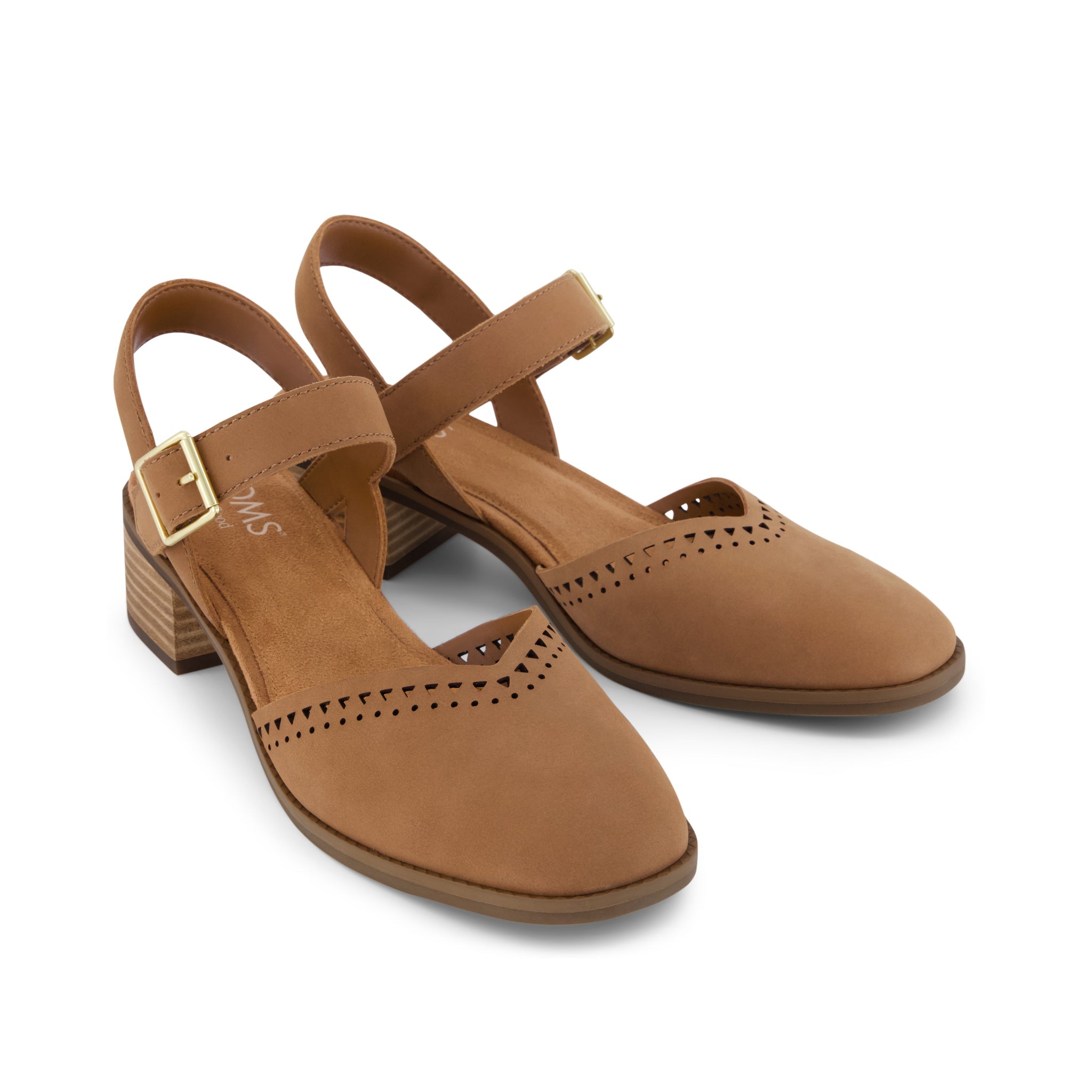 Womens Jaclyn Heel Brown Perforated Leather - Image 3