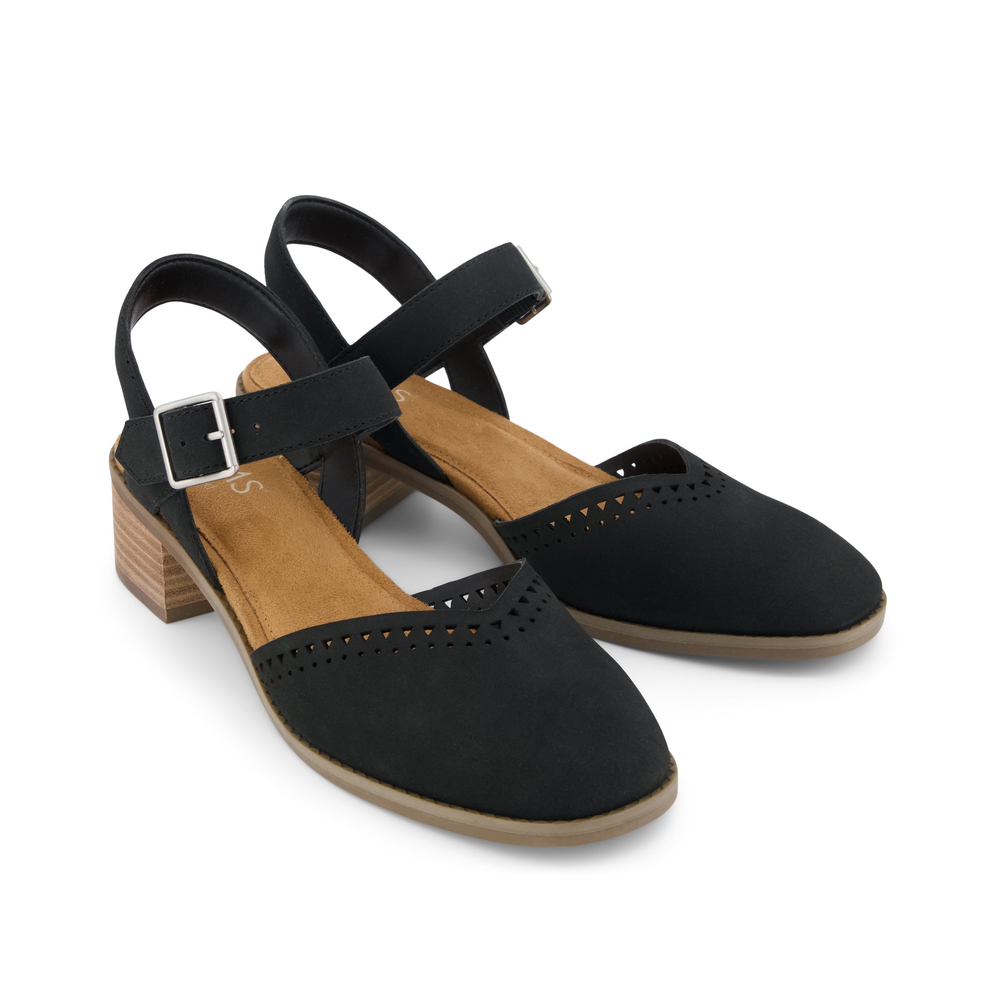 Womens Jaclyn Heel Black Perforated Leather - Image 3