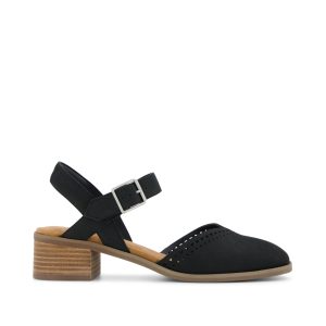 Womens Jaclyn Heel Black Perforated Leather