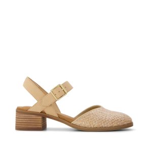 Womens Jaclyn Heel Natural Metallic Raffia