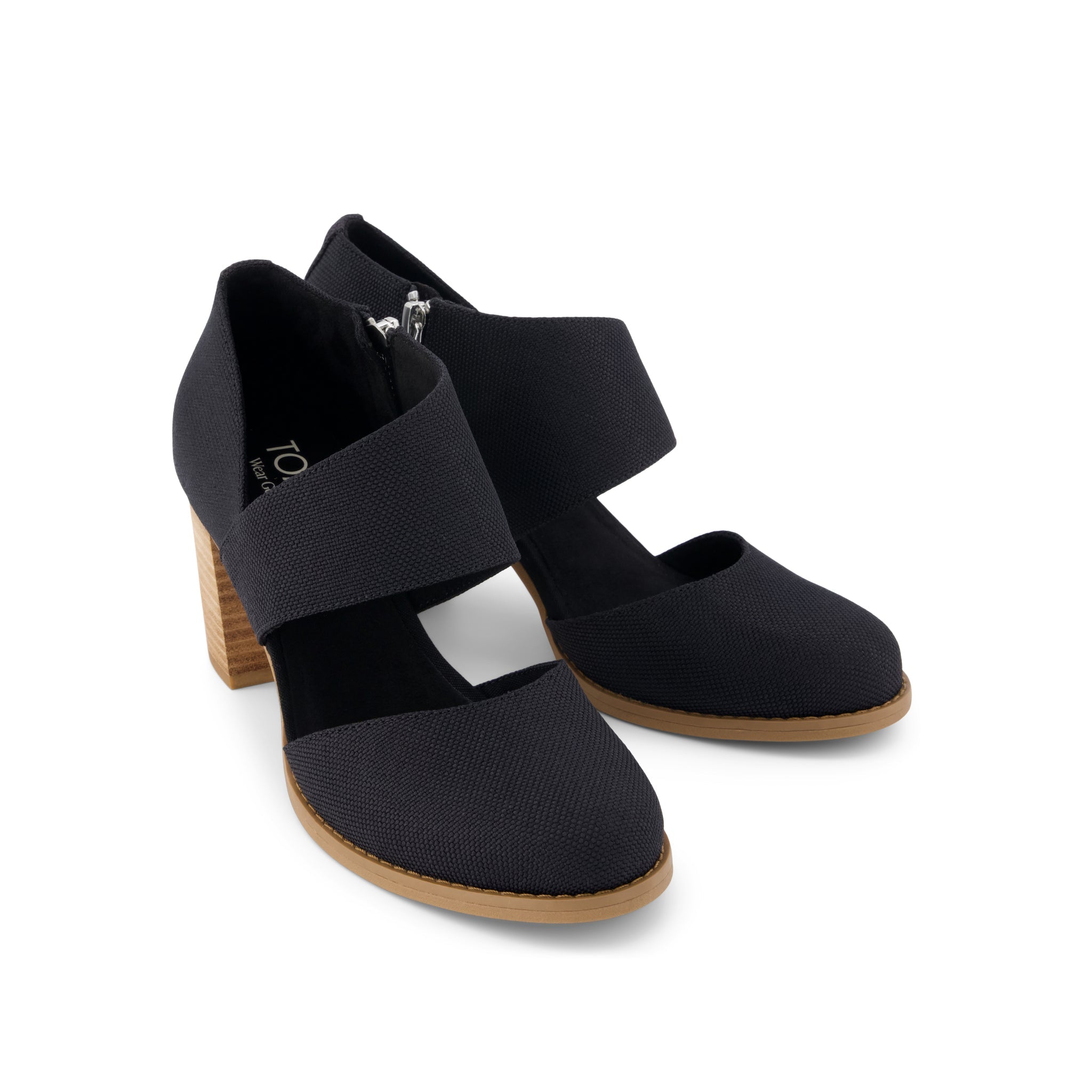 Womens Milan Nova Heel Black Canvas - Image 3