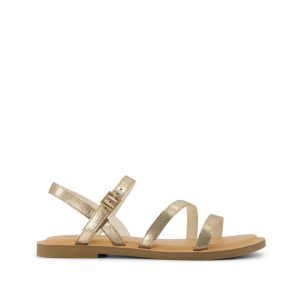 Womens Kira Strappy Sandal Gold Leather