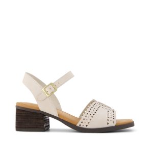 Womens Eloise Sandal Light Sand Perforated Leather