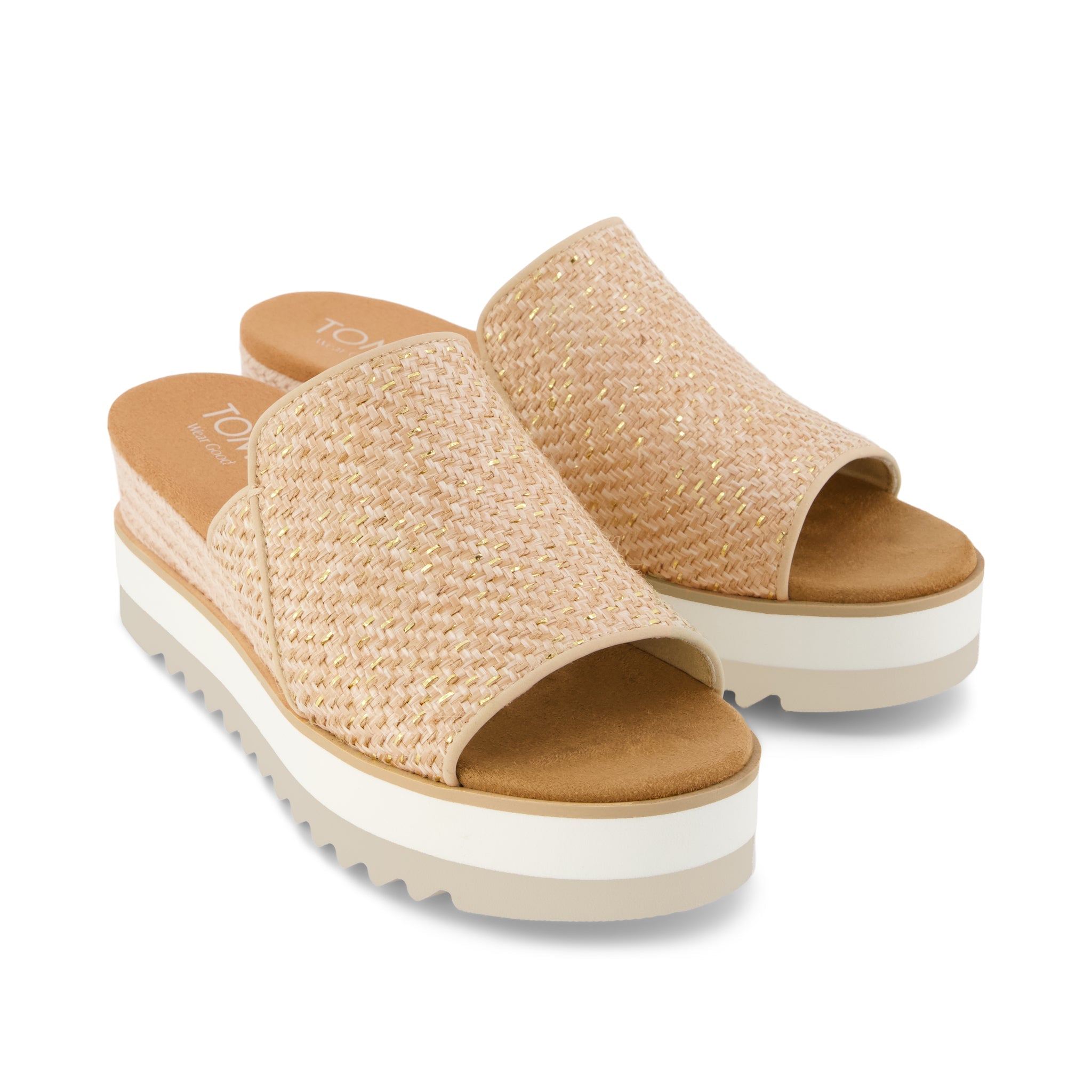 Womens Diana Mule Wedge Sandal Natural Metallic Raffia - Image 3