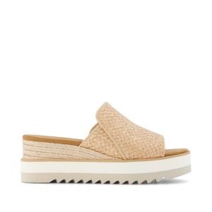 Womens Diana Mule Wedge Sandal Natural Metallic Raffia