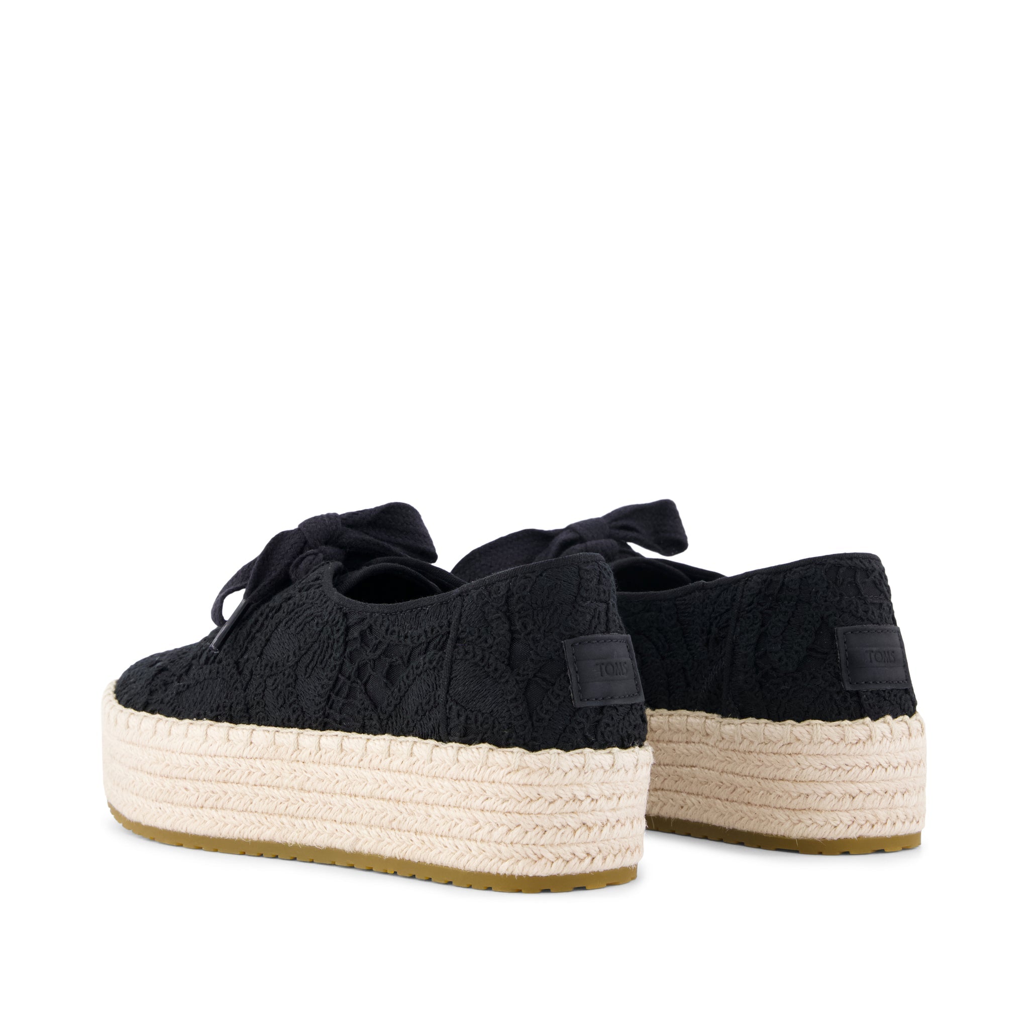 Womens Valencia Lace-Up Platform Espadrille Black Floral Crochet - Image 4