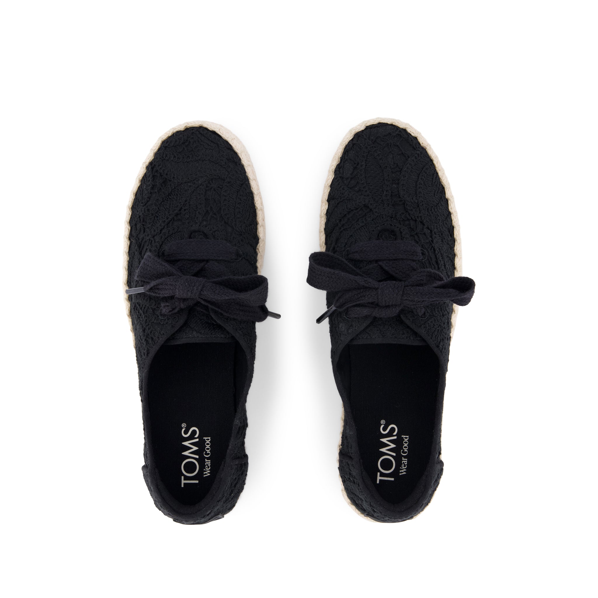 Womens Valencia Lace-Up Platform Espadrille Black Floral Crochet - Image 6