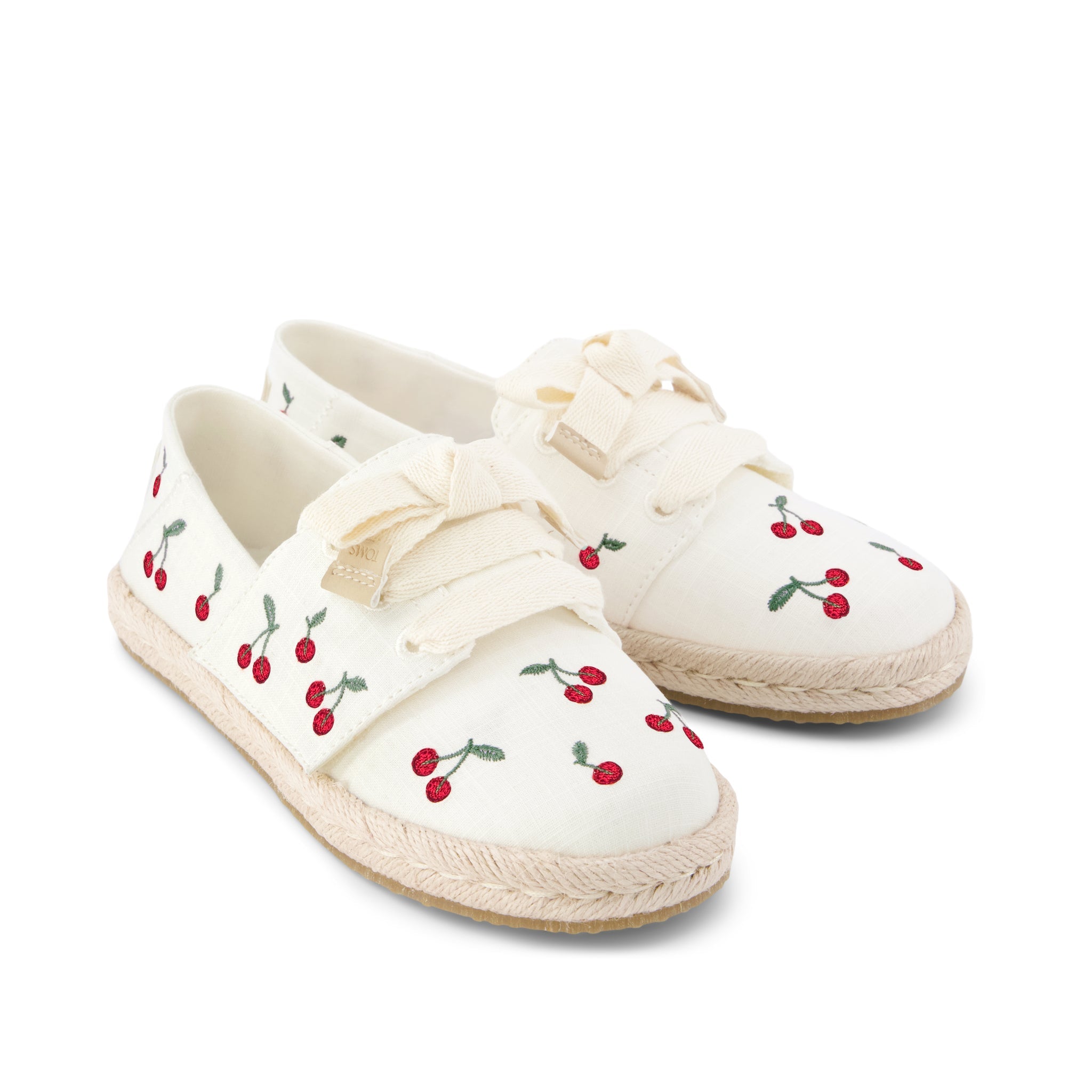Carolina Lace-Up Kids Espadrille Embroidered Cherries - Image 4