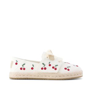 Carolina Lace-Up Kids Espadrille Embroidered Cherries
