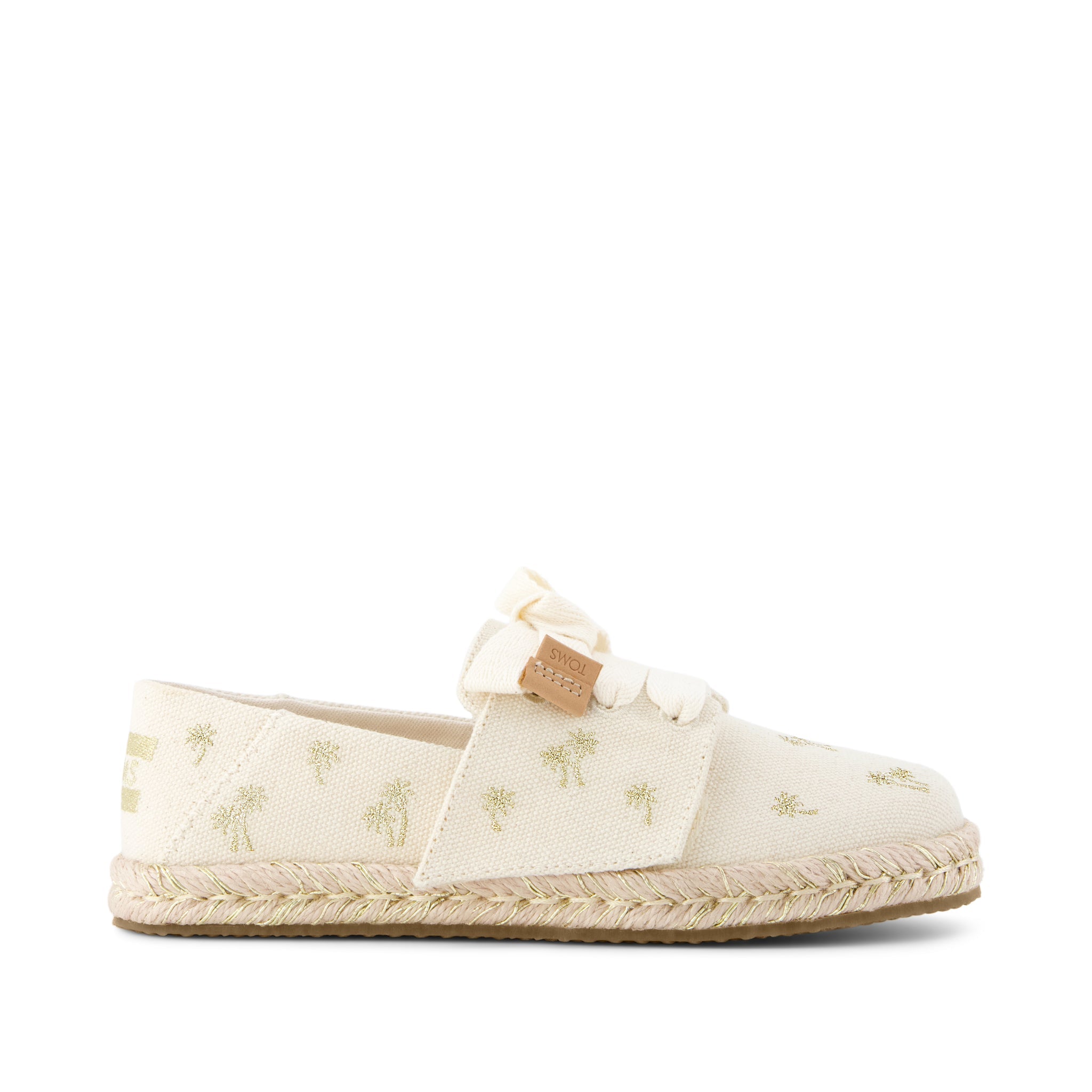 Carolina Lace-Up Kids Espadrille Metallic Embroidered Palm Trees