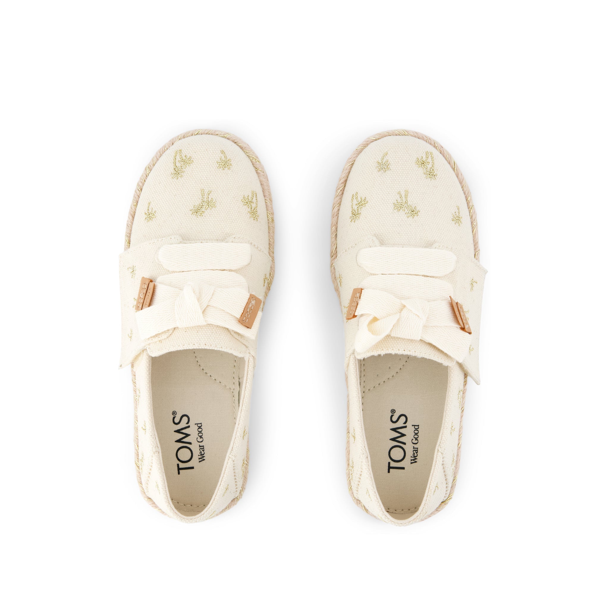 Carolina Lace-Up Kids Espadrille Metallic Embroidered Palm Trees - Image 5