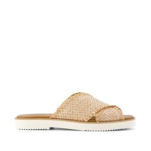 Womens Mae Crossover Slide Sandal Natural Metallic Rafia