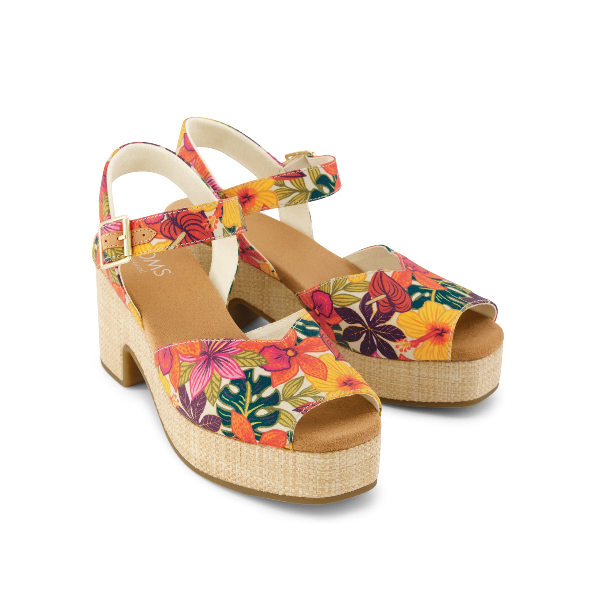 Womens Isla Peep Toe Heeled Sandal Tropical Floral Print - Image 3