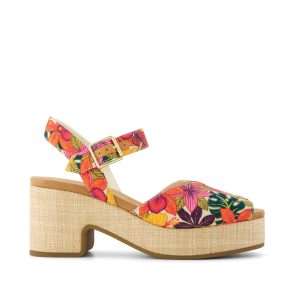 Womens Isla Peep Toe Heeled Sandal Tropical Floral Print
