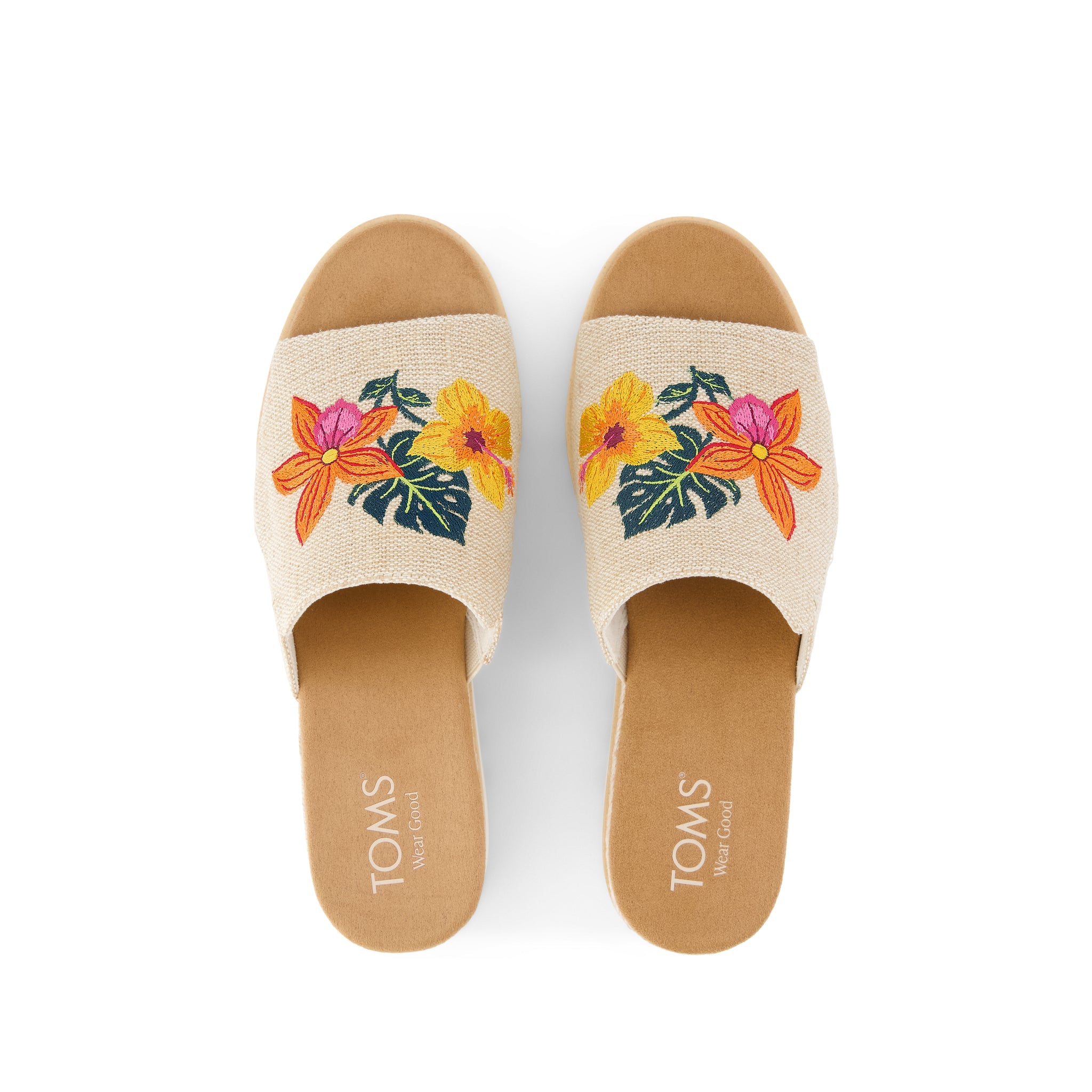 Womens Diana Mule Wedge Sandal Embroidered Tropical Floral - Image 6