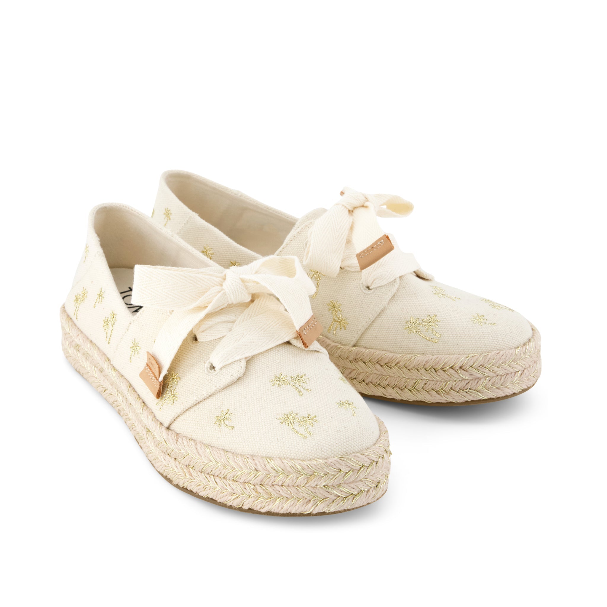 Womens Carolina Lace-Up Espadrille Metallic Embroidered Palm Trees - Image 3