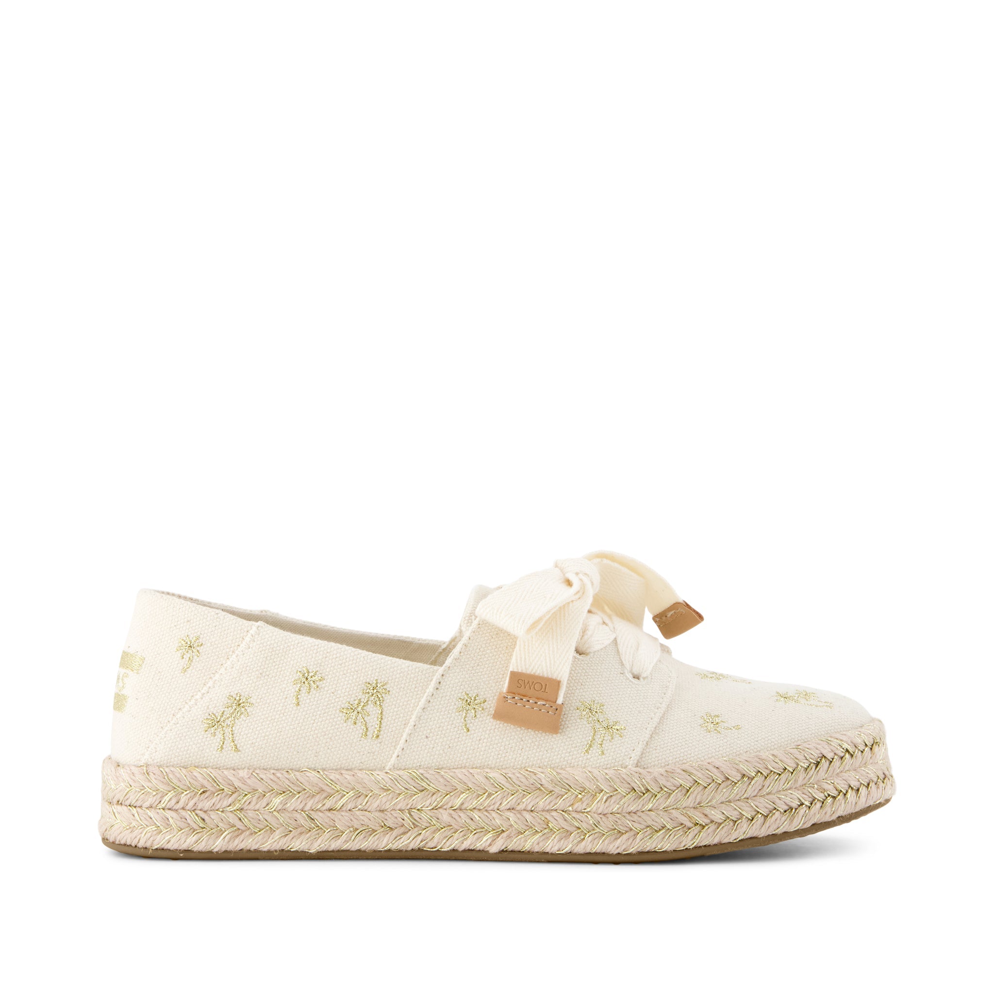 Womens Carolina Lace-Up Espadrille Metallic Embroidered Palm Trees