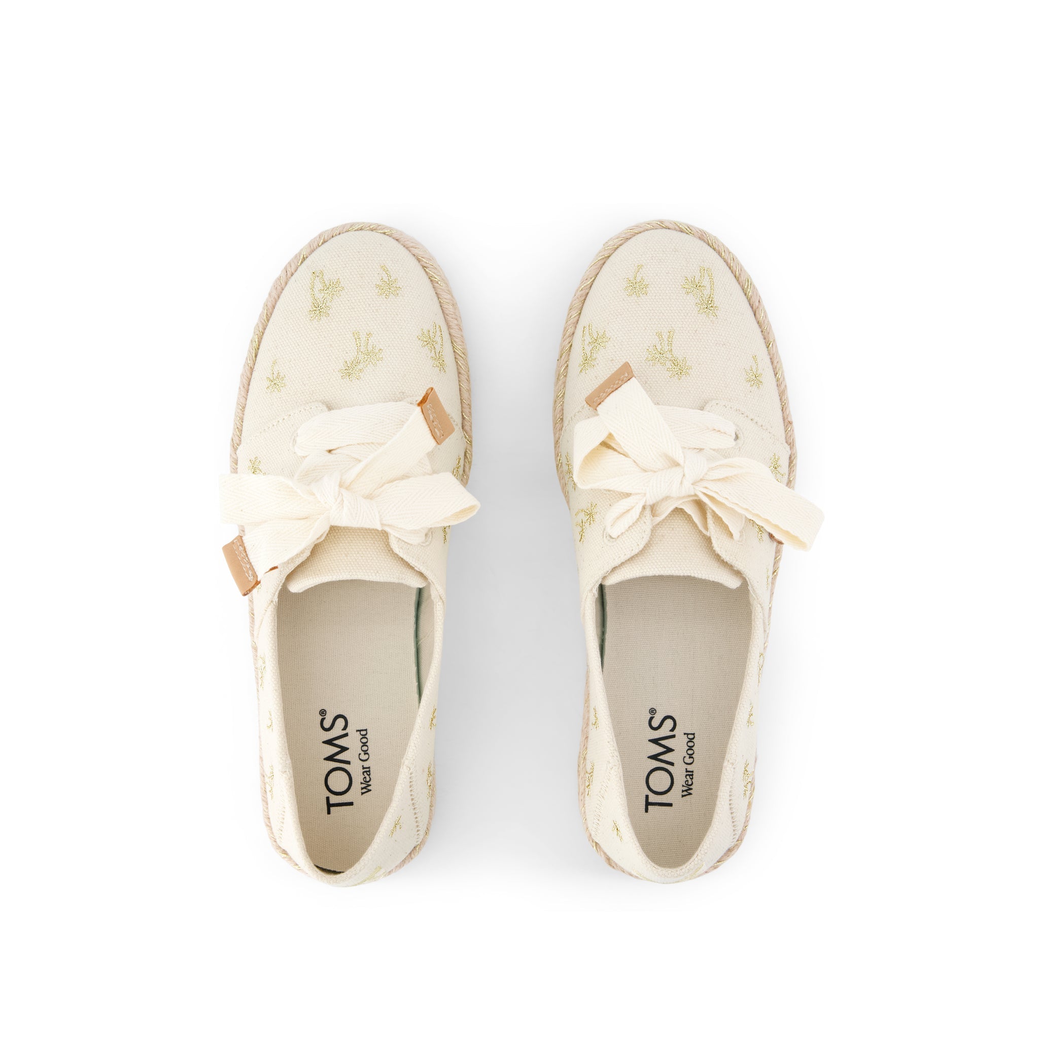Womens Carolina Lace-Up Espadrille Metallic Embroidered Palm Trees - Image 6