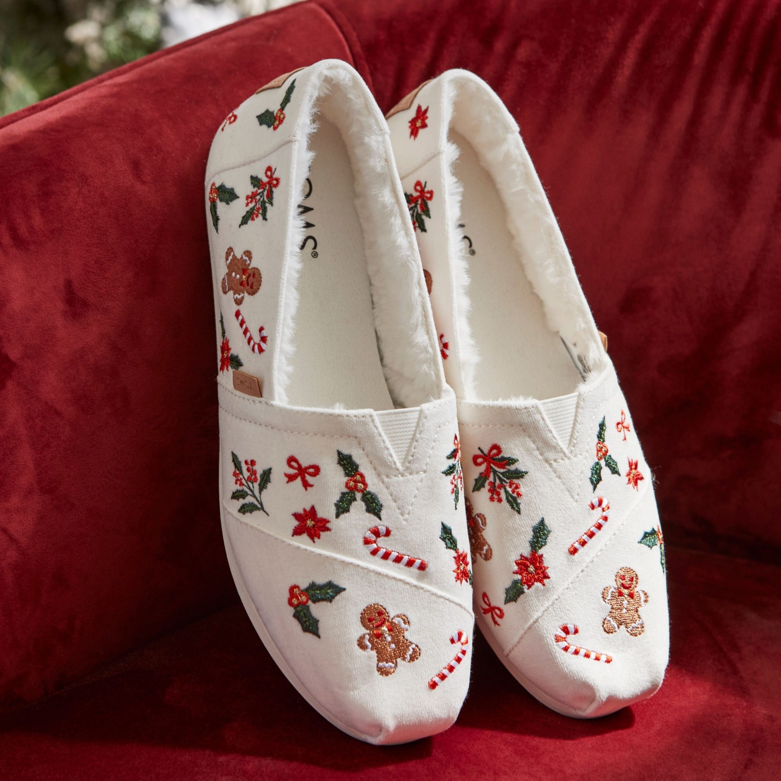 Womens Alpargata Classic Natural Gingerbread Candy Cane Embroidery - Image 3