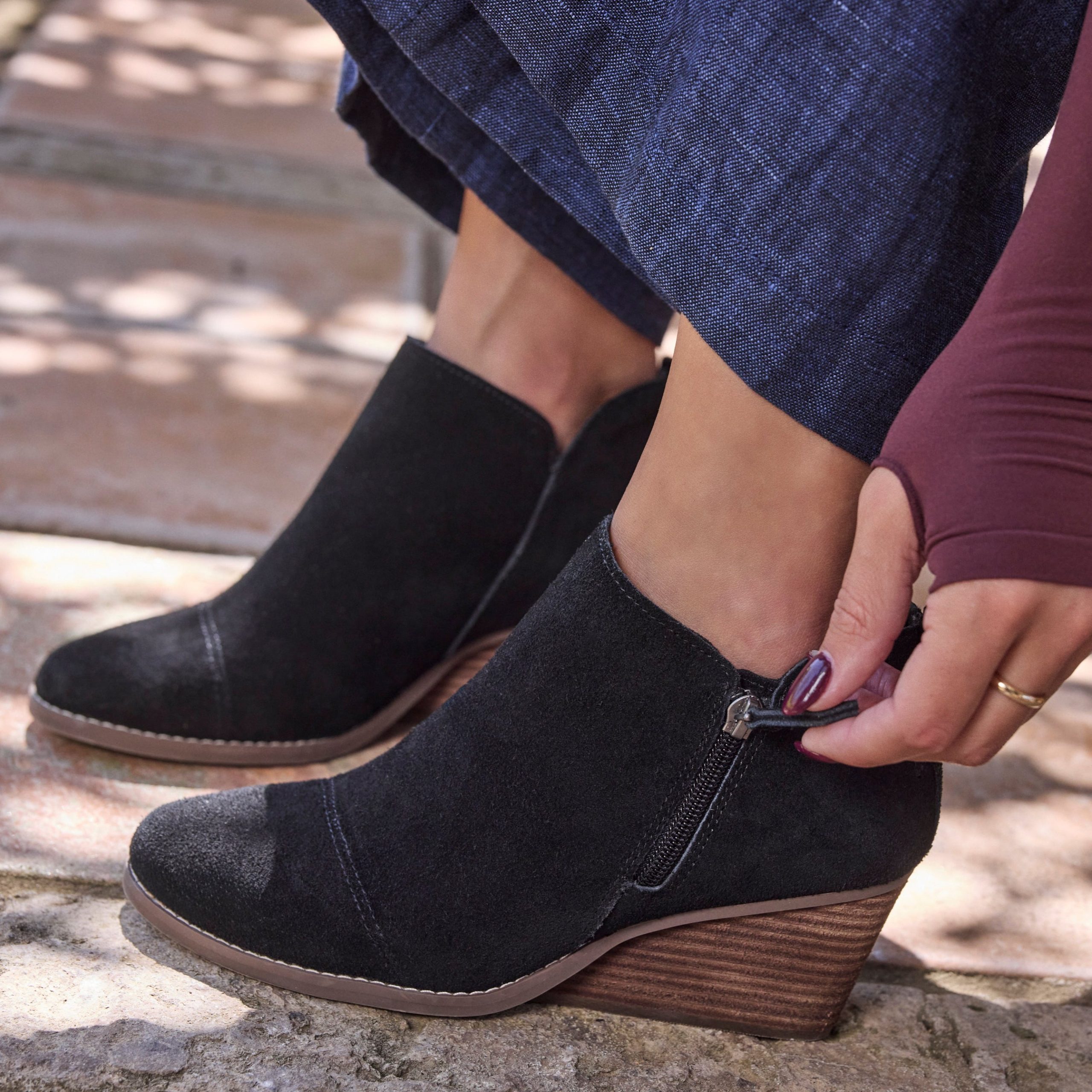 Goldie Black Suede Wedge Boot - Image 2
