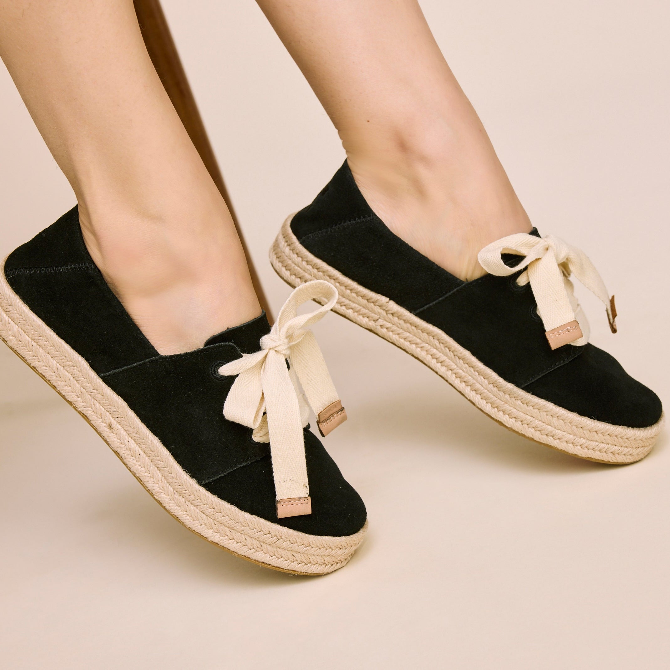 Womens Carolina Lace-Up Espadrille Black Suede - Image 2