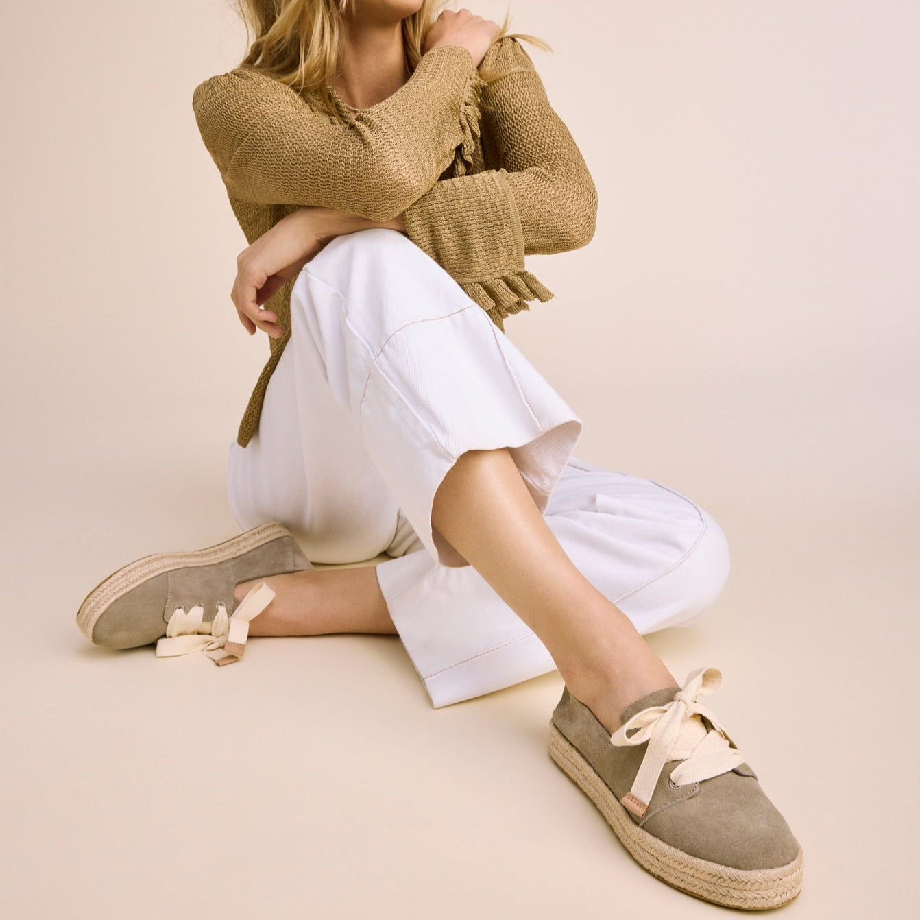 Womens Carolina Lace-Up Espadrille Dune Suede - Image 2
