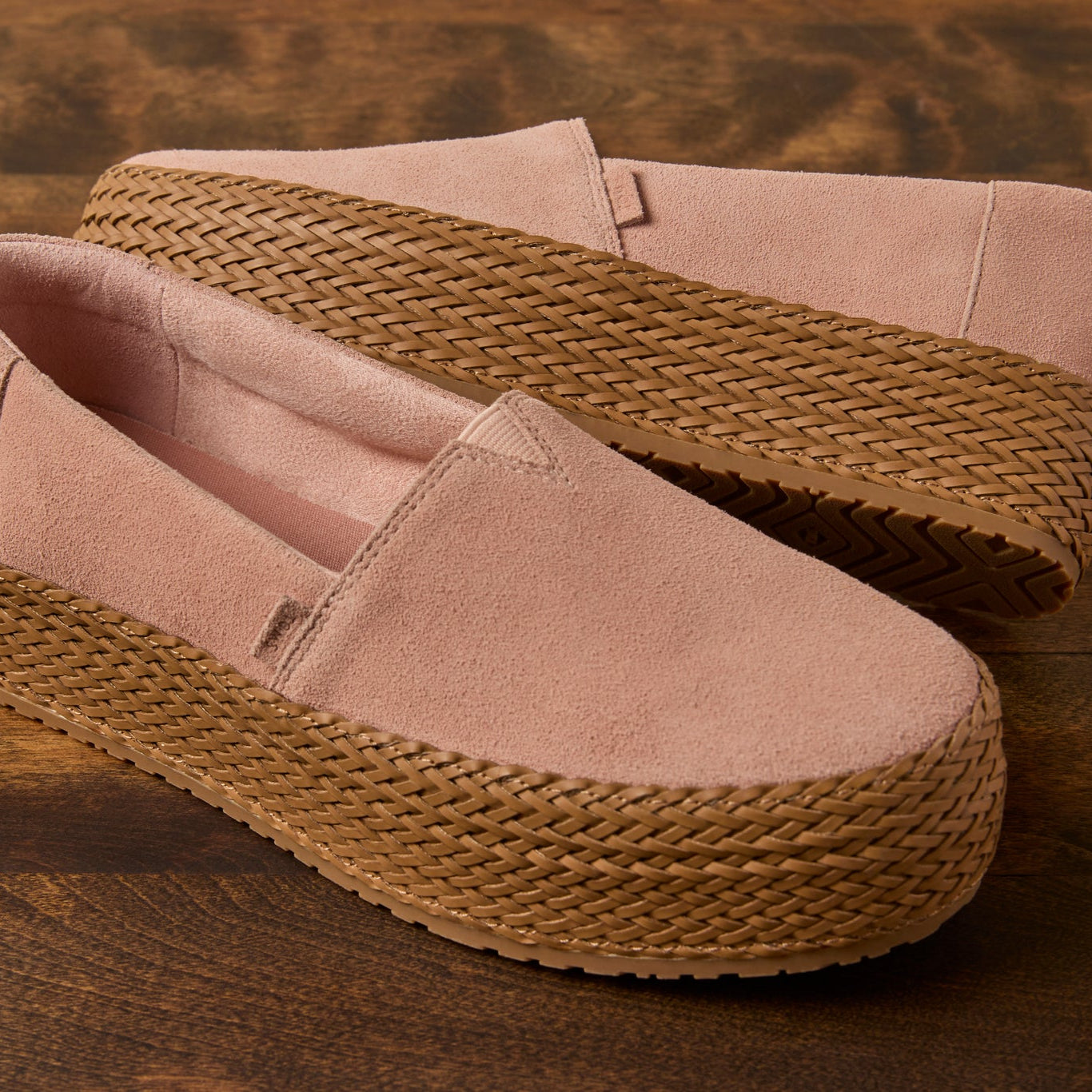 Womens Valencia Platform Espadrille Pink Cafe Creme Suede - Image 2