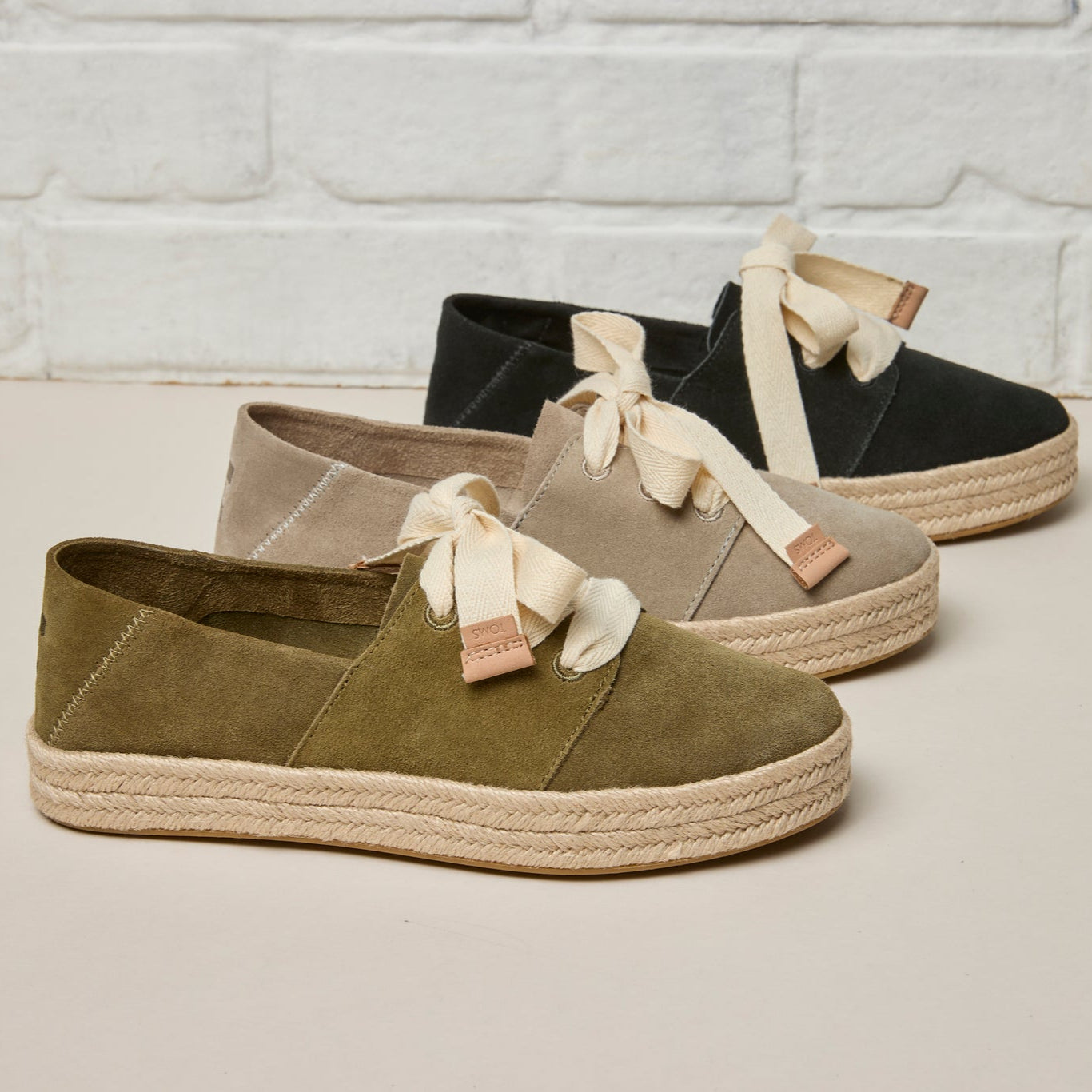 Womens Carolina Lace-Up Espadrille Military Olive Suede - Image 2
