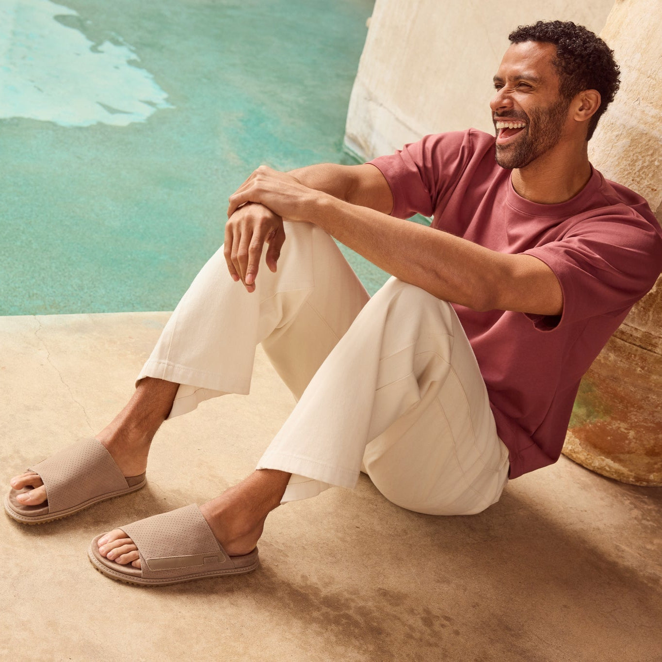 Danilo Slide Sandal Dune Perforated Suede - Image 2