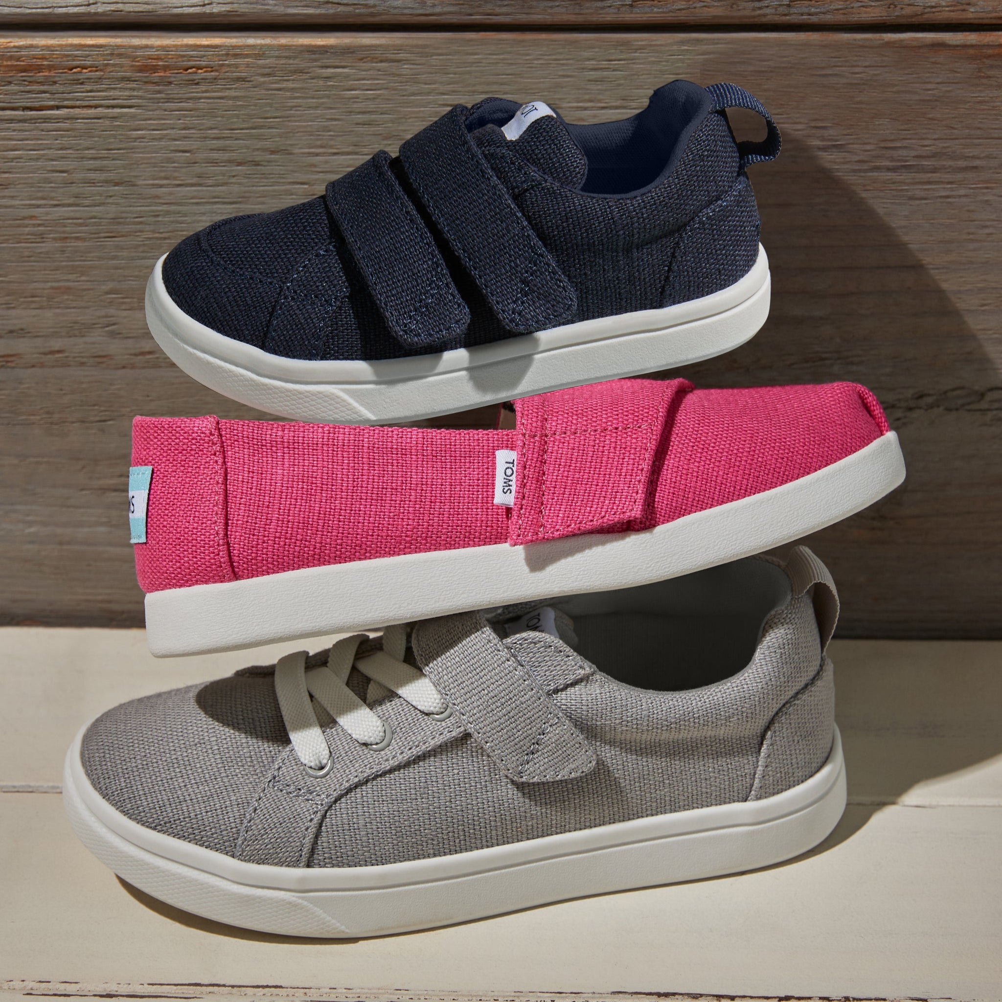 Cruz Double Strap Navy Heritage Canvas Kids Sneaker - Image 3