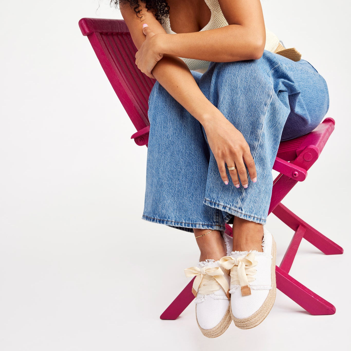 Carolina Lace-Up Espadrille White Beachside Woven - Image 2