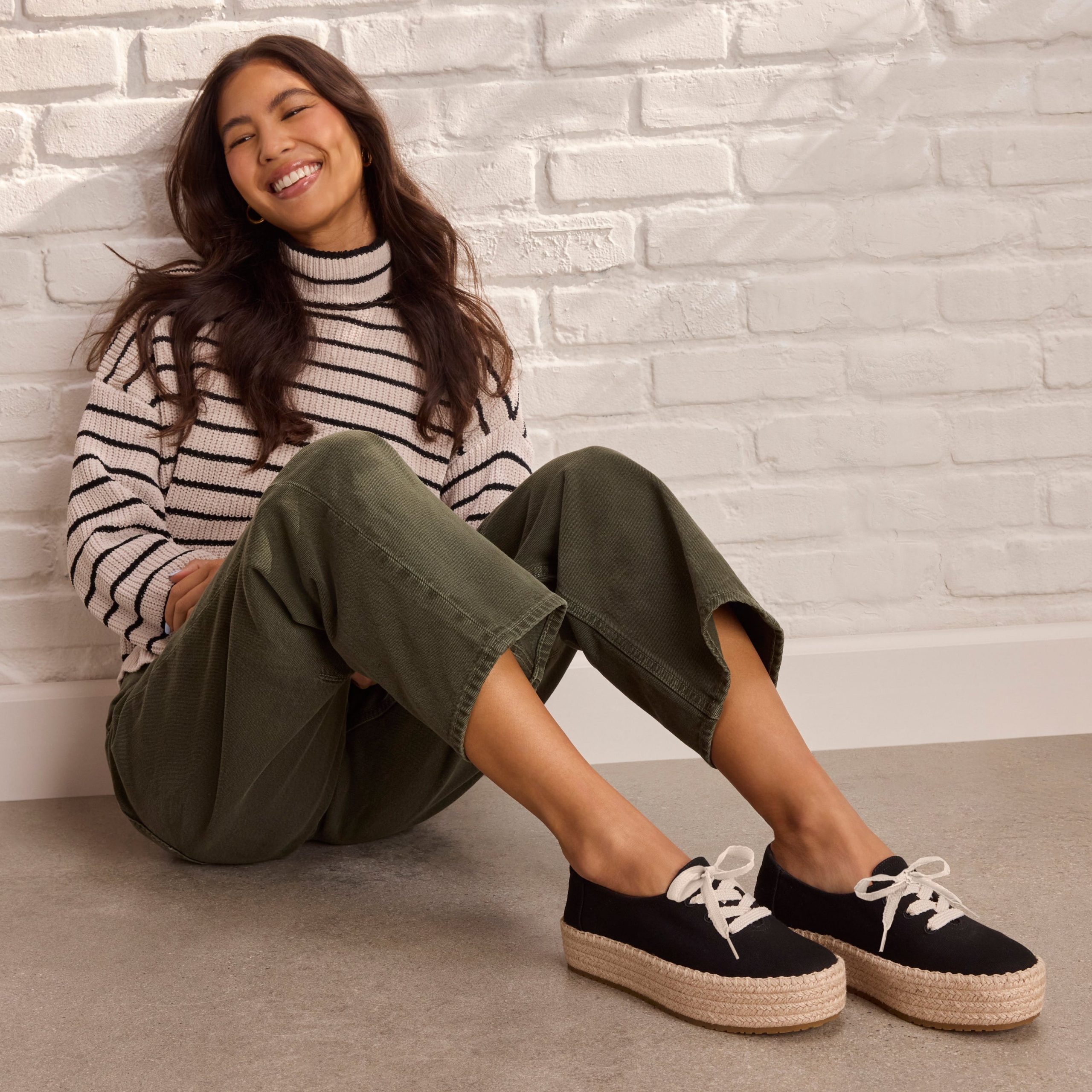 Womens Valencia Lace-Up Platform Espadrille Black Canvas - Image 2