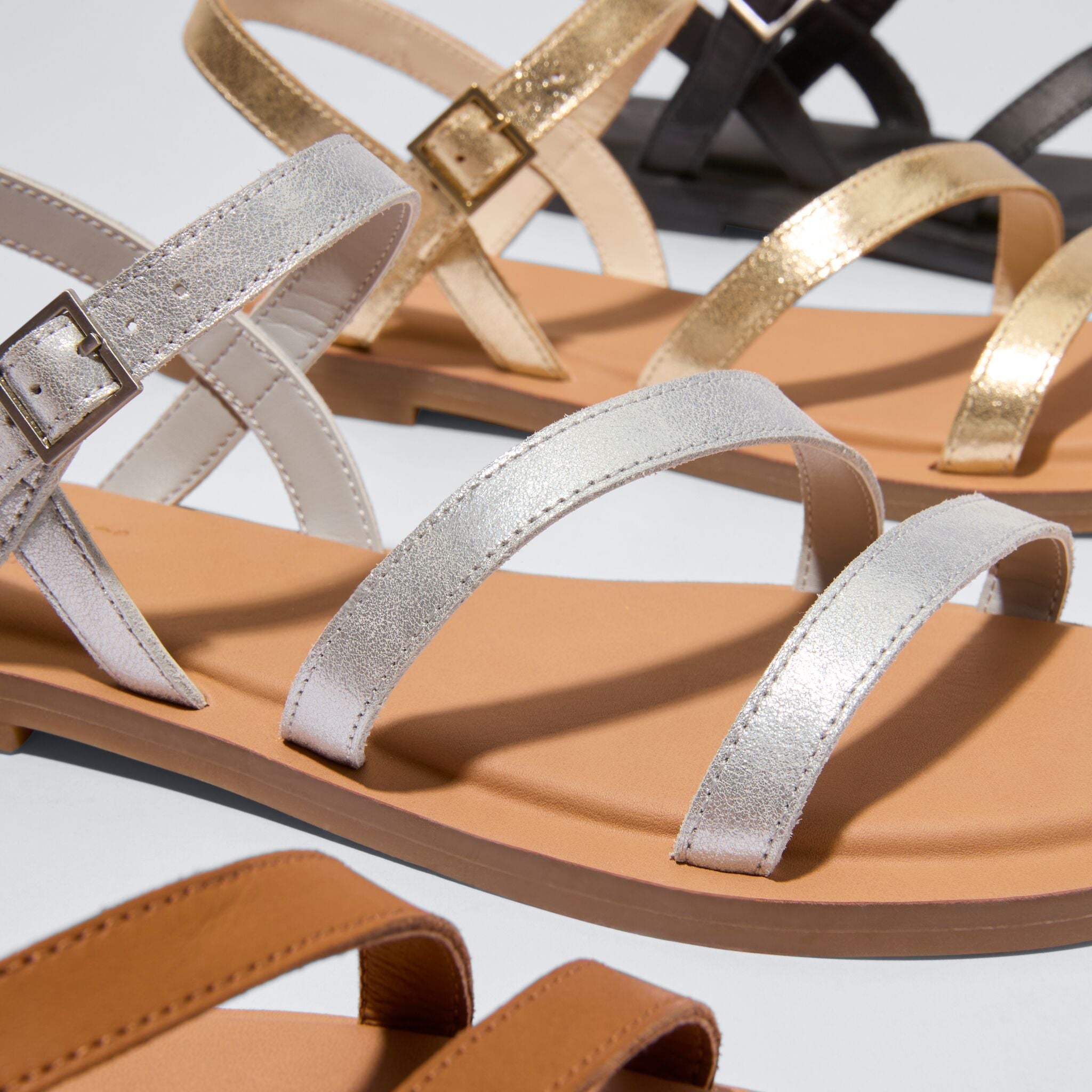 Womens Kira Strappy Sandal Silver Leather - Image 2